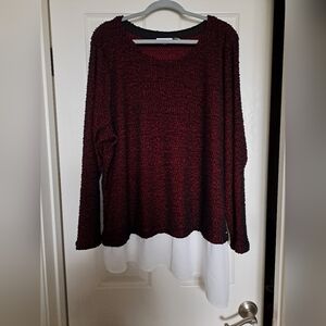 Elegant Red and White Women's Sweater